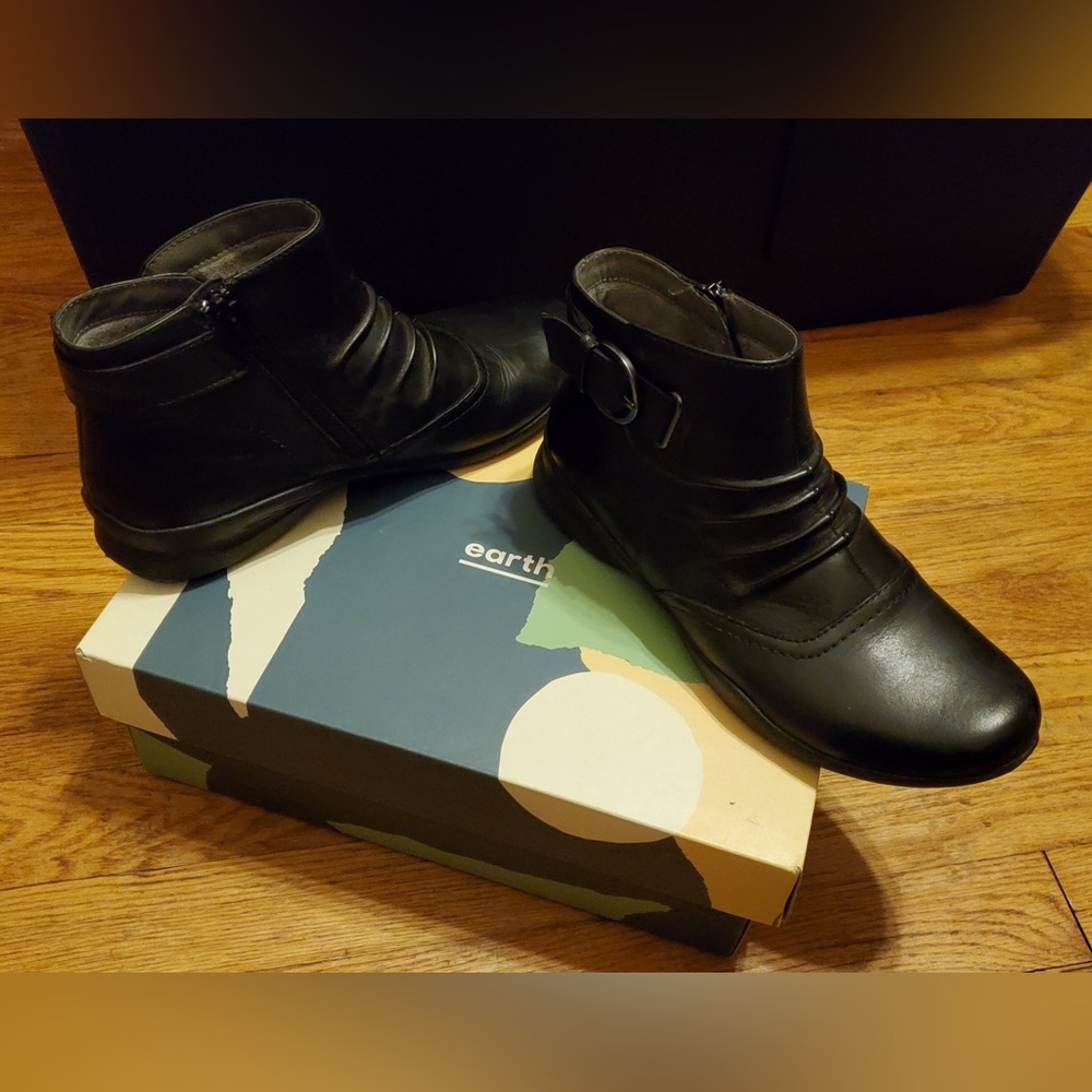 1| Earth 🌎 Leather Booties with side zipper.